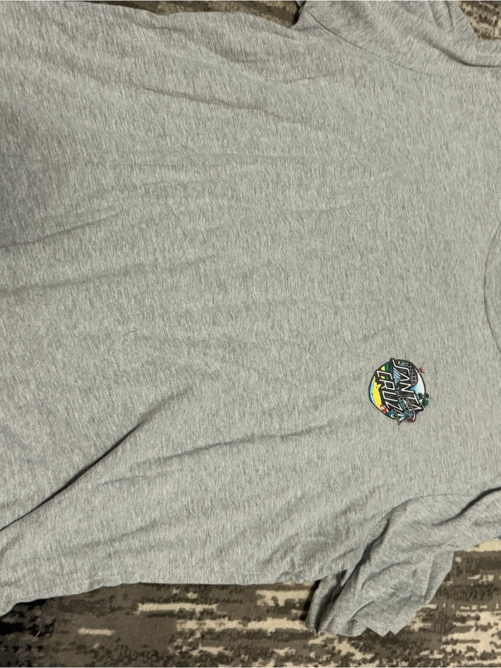 Santa Cruz Skateboards Gray Tee with Black & White Logo Patch